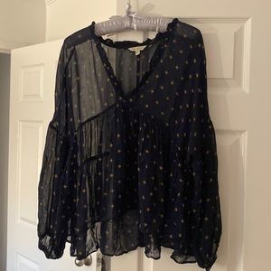 Lucky Brand Sheer Starry Night Blouse